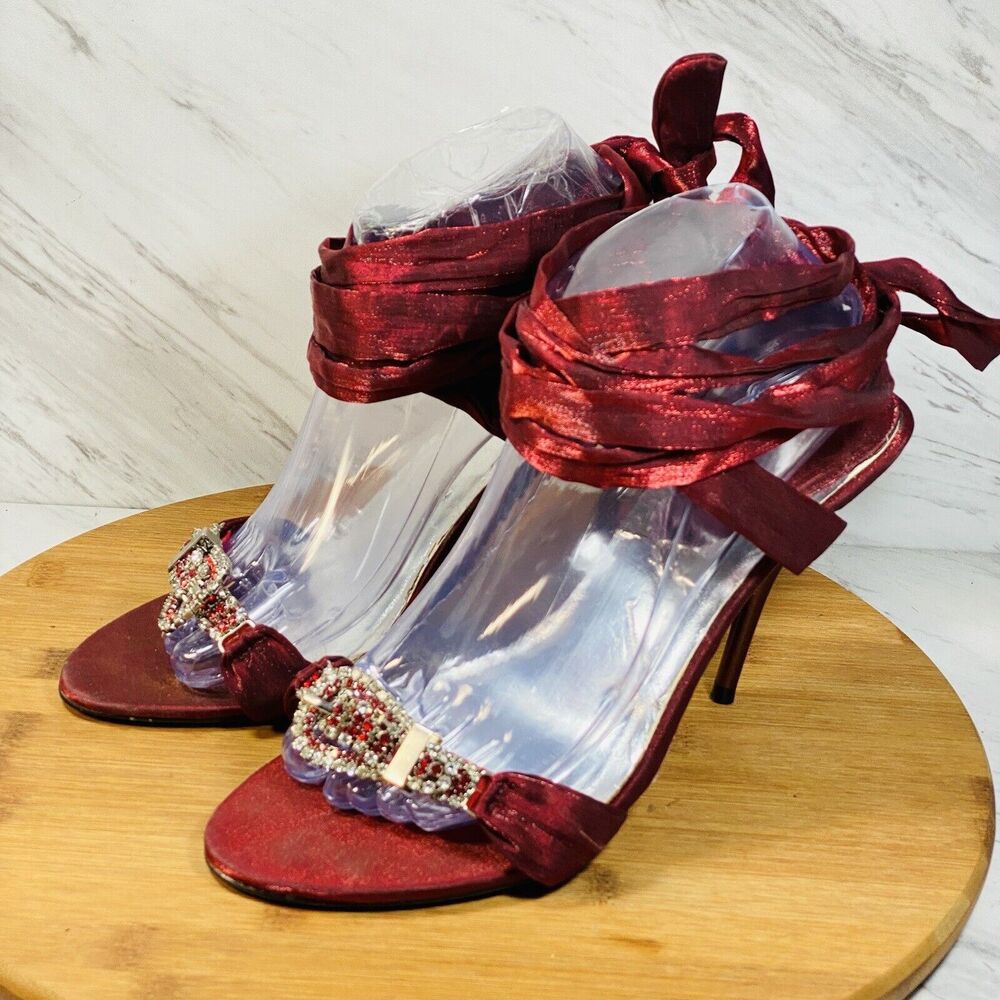 Secret Seventeen Rhinestone Wrap Heel Size 9 Weeding Shoes